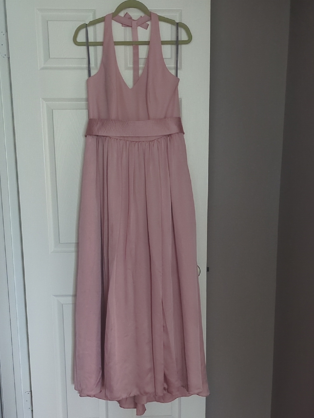 White by Vera Wang Dusty Pink Halter Maxi Dress Wedding Guest Bridesmaid